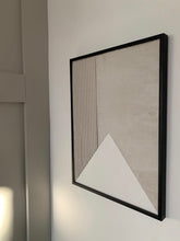 Load image into Gallery viewer, white and beige minimalist textured artwork with triangle design for neutral interiors
