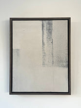 Load image into Gallery viewer, neutral 'wabi-sabi' style artwork with subtle texture in muted off-white, light beige, faded black tones framed in a walnut tray frame
