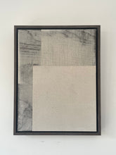 Load image into Gallery viewer, neutral 'wabi-sabi' style artwork with subtle texture in muted off-white, light beige, faded black tones framed in a walnut tray frame