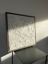Load image into Gallery viewer, off-white 'wabi-sabi' style textured artwork framed in walnut tray frames