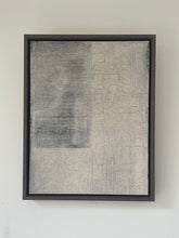 Load image into Gallery viewer, 'wabi-sabi' style artwork with subtle texture in muted off-white, light beige, faded black tones finished in a walnut tray frame
