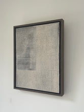 Load image into Gallery viewer, 'wabi-sabi' style artwork with subtle texture in muted off-white, light beige, faded black tones finished in a walnut tray frame