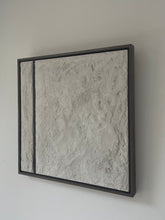 Load image into Gallery viewer, off-white 'wabi-sabi' style textured artwork in walnut tray frame