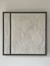 Load image into Gallery viewer, off-white 'wabi-sabi' style textured artwork in walnut tray frame