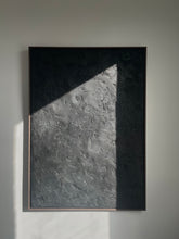 Load image into Gallery viewer, large black 'wabi-sabi' style textured artwork framed in a walnut tray frame