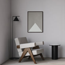 Load image into Gallery viewer, white and beige minimalist textured artwork with triangle design for neutral interiors