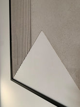 Load image into Gallery viewer, detail shot of white and beige minimalist textured artwork with triangle design for neutral interiors